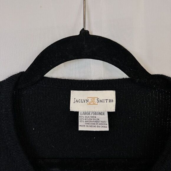 Vintage 90s Jaclyn Smith silk angora beaded cardigan Large night out embellished - Picture 2 of 6